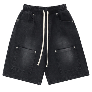 Pantalones Cortos de Algodón Lavado para Hombre, Estilo Vintage, Lavado Ácido, Casuales, para Gimnasio, Verano - Product Image 5
