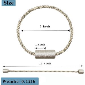Set di 2 Fermatende Moderni in Corda Beige con Forte Chiusura Magnetica, Eleganti Accessori per Tende da Esterno - Product Image 1