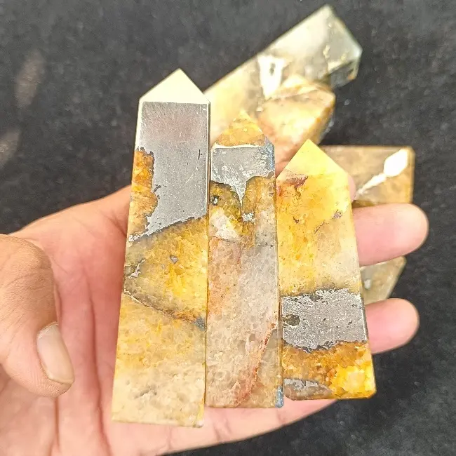 Nuevo hallazgo pirita curador dorado hematita turmalina negra varita de cristal positividad curación combinación natural de la India