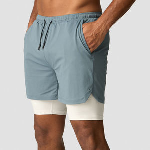 Pantalones Cortos de Entrenamiento Blancos para Hombre, Personalizados OEM, con Forro de Compresión, de Secado Rápido, para Tenis, Deportes, Gimnasio, Baloncesto, Entrenamiento de Verano, Sólidos - Product Image 1