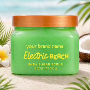 Electric Beach Shea Sugar <b>Body</b> <b>Scrub</b> Deep Exfoliating Brightening Moisturizing <b>Body</b> Polish Removes Dead Skin Tan Private Label - Product Image 1