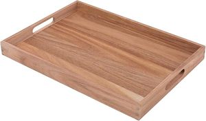 Customizable Wide Wooden Serving <b>Tray</b> With Raised Edges For Safe Carrying Of Food And Beverage Items - Product Image 5