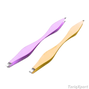 Pince à épiler professionnelle double face incurvée pour sourcils, en acier inoxydable, pointe fine, outil de beauté de précision, logo personnalisé OEM - Product Image 2