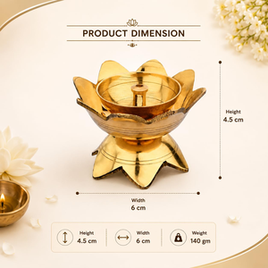 Lampe Diya en laiton pour Diwali, Arti Deepak Deepam traditionnel à motif floral, Lampe à huile pour Pooja, Décoration festive pour la maison et le temple - Product Image 2