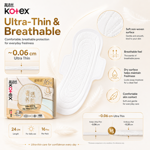 Kotex Cicada Toallas Sanitarias Ultra Finas con Alas 24cm - 16uds/Bolsa |   91271A Uso diario suave para la piel - Product Image 3