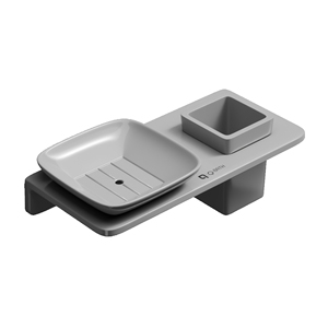 Petite savonnière carrée en verre dépoli avec support mural en métal, plateau à savon amovible pour salle de bain et douche - Product Image 1