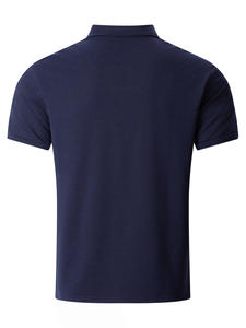 Chemise à manches courtes blanche pour homme, couleur unie, décontractée, en polyester/coton, tissu tricoté de haute qualité, deux poches poitrine, col rond - Product Image 6