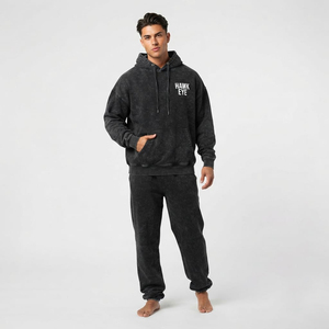 Conjunto de Sudadera con Capucha y Pantalones Deportivos para Hombre, de Alta Calidad, Estilo Oversize, Lavado Ácido, con Bolsillo Canguro - Product Image 3