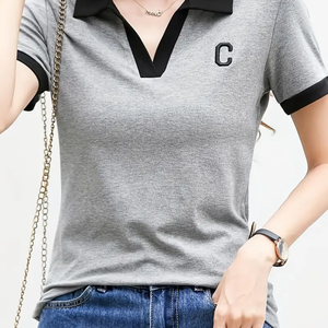 T-shirts personnalisés pour femmes, broderie personnalisée, impression sérigraphique, haut de sport à col rond en coton 180 grammes - Product Image 4