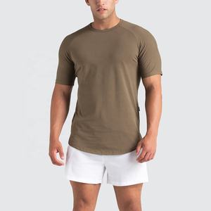 Camiseta de Manga Corta con Cuello Redondo y Hombros Caídos, 180g, Poliéster/Algodón/Spandex, para Hombre, con Logotipo Personalizado, Ropa Deportiva Transpirable de Alta Calidad - Product Image 1
