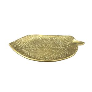 Assiette décorative dorée en forme de feuille plateau en résine gaufré plat de service finition or de luxe centre de table pour la décoration intérieure - Product Image 1