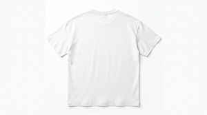 T-shirt blanc à manches courtes pour homme, col rond, coupe classique, logo brodé, jersey décontracté, tricoté, 100% coton - Product Image 2
