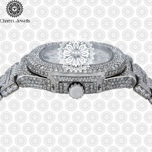 Charm_Jewells Luxury Stainless Steel <b>Watch</b> Round Case 38mm Analog Quartz <b>Diamond</b> Encrusted Women's Fashion - Product Image 3