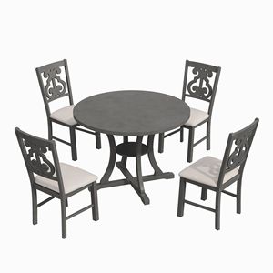 Set da Pranzo a 5 Pezzi con Tavolo Rotondo e 4 Sedie in Tessuto con Ripiano Portaoggetti e Gambe del Tavolo Speciali - Product Image 5