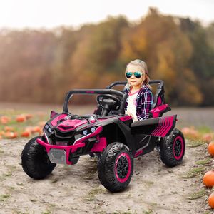 Auto Elettrica Rosa 24V 7AH a 2 Posti, 4MPH, con 4 Ammortizzatori, Musica, Clacson e Luci LED per Bambini da 3 a 8 Anni - Product Image 2