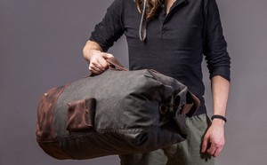 Sac de voyage week-end en toile et cuir, imperméable, grande capacité, fermeture éclair, haute qualité, LCTB-0098 - Product Image 2