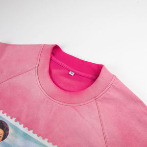 T-shirt personnalisé 100% coton, coupe ample, décontracté, à double couche, manches longues, thermique, avec motif brodé imprimé vintage - Product Image 3