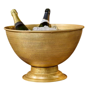 Cubo de hielo para champán dorado, cubo de metal con base para vino, para fiestas, bodas y celebraciones al precio más bajo. - Product Image 3