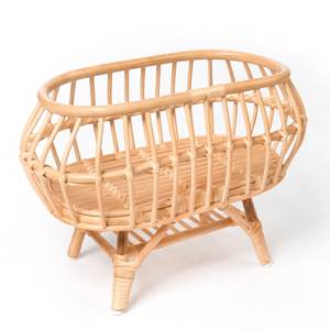 Kids pretend play toy doll <b>cot</b> highest quality eco friendly rattan bed bassinets for dolls - Product Image 4