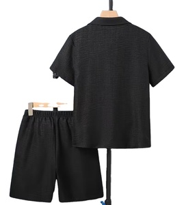 Big <b>Boy</b> Clothes <b>Boys'</b> Suit Spring Summer And Autumn Collection Woven Fabric Button-<b>Up</b> Shirt And Elastic Waist Shorts Casual Set - Product Image 2