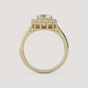 Bagues de fiançailles en diamant de laboratoire taille ronde 1,5 carat, en or massif 14K 18K, avec halo floral classique, pour mariage, vente en gros - Product Image 3