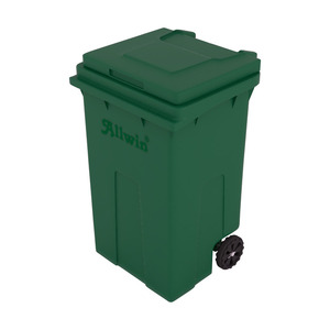 <b>Green</b> Outdoor <b>Wheelie</b> <b>Bin</b> with Lid Plastic Waste <b>Bin</b> Rectangular Rolling Garbage Container for Recycling - Product Image 2