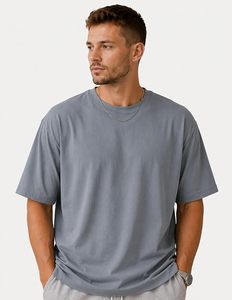เสื้อยืดโอเวอร์ไซส์ผ้าฝ้ายแท้ 100% น้ำหนัก 220 กรัม พิมพ์ลายตามสั่งที่ไหล่ สไตล์ฮิปฮอป ไซส์ใหญ่พิเศษ ผ้าฝ้ายแท้ 100% ทรงบ็อกซี่ สำหรับผู้ชาย - Product Image 1