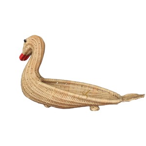 Panier en rotin tressé à la main en forme de canard, à ouverture supérieure, en osier, pour rangement de jouets animaux de la ferme, bac de rangement, corbeille à fruits de comptoir - Product Image 2