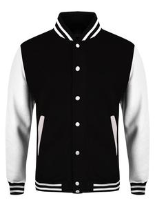 Wholesale Black Zipper Closure Breathable Wool Varsity <b>Jacket</b> for Men Hooded High Street Style 360g College <b>Parka</b> - Product Image 4