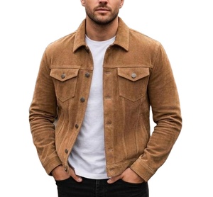 <b>Mens</b> <b>Suede</b> Leather <b>Jacket</b> Contemporary Casual Outerwear Smooth Feel OEM Custom Supplier Sample Service Available Premium Style - Product Image 1
