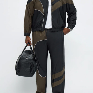 Custom Zip up Nylon <b>Jacket</b> and Pants Two Piece Jogger Polyester Reflective Tracksuits <b>Patchwork</b> Custom Windbreaker Tracksuit Set - Product Image 6