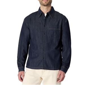 Chemise en jean boutonnée pour homme, coupe ample moderne, 100 % coton, manches longues, été - Product Image 1