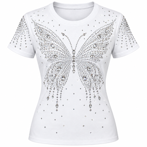 Camiseta con Pedrería Personalizada, Camiseta Brillante con Cristales para Mujer, Camiseta Gráfica con Pedrería para Chicas, Camiseta Casual con Cristales - Product Image 2