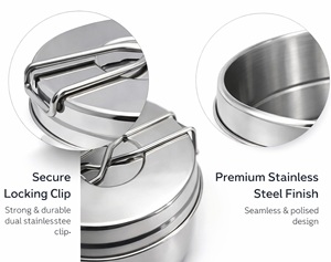 AANYA HOMECRAFT Stainless Steel Cute Airtight Camping Tiffin <b>Box</b> Locking Lid | Children's Portable <b>Lunch</b> <b>Box</b> for Travel Office - Product Image 6