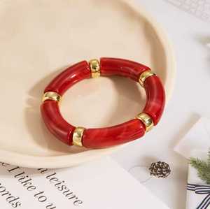 Handmade Tube Resin Bangle Stackable Curved Rasin Tube Resin Craft Elastic <b>Stretch</b> <b>Bracelet</b> Women Jewelry - Product Image 4