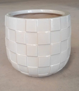 [Jason] Minimalist Square Pattern Glazed <b>Ceramic</b> <b>Pot</b>-Eco-Friendly Durable Round Porcelain Planter for Home and Office Decoration - Product Image 3