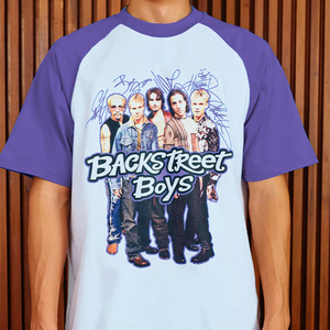 T-shirts imprimés pour hommes Back Street Boys, vêtements streetwear stylés Y2K, fabricant de vêtements, manches raglan violettes, t-shirt graphique - Product Image 4