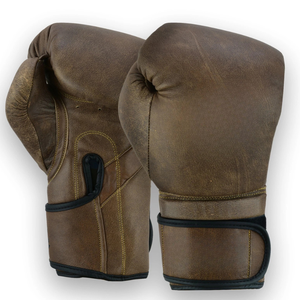 Gants de boxe en cuir marron à lacets, avec sangle de poignet réglable, pour adultes de 14 ans et plus, unisexe, pour arts martiaux - Product Image 1