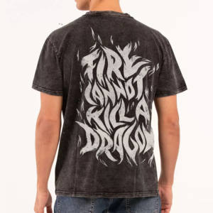 Camiseta de algodón 100% de alta calidad, ecológica, de corte regular, color gris lavado al ácido, para hombre, personalizada por Crew Fitness. - Product Image 4