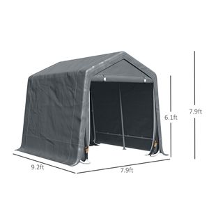 Abri de jardin robuste 2,8 m x 2,4 m avec structure en bois, abri pour vélos, abri de rangement pour patio, portes métalliques à double fermeture éclair, gris foncé - Product Image 3