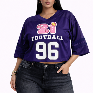 Camisetas de Fútbol Americano de Malla Morada de Primera Calidad para Mujer, Personalizadas con Número Gráfico Impreso por Sublimación, Ropa Deportiva - Product Image 5