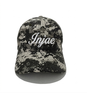 Wholesale Custom Embroidered Baseball <b>Cap</b> Digital <b>Camo</b> Script Logo Hat 5 Panel Mid Profile Curved Bill High Quality - Product Image 1