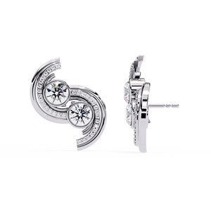 Two Stone Diamond Swirl <b>Stud</b> <b>Earrings</b> – 2ctw Toi Et Moi CVD Lab Diamond 10K 14K 18K Solid <b>Rose</b> <b>Gold</b> Ear Climber Posts - Product Image 6