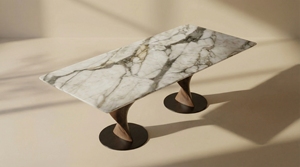 Mesa de Comedor Rectangular de Lujo con Tapa de Mármol Calacatta Violeta y Base de Madera de Nogal Sólido, Personalizable OEM ODM PISANO - Product Image 6