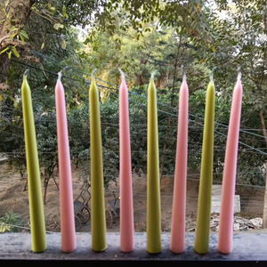 Universal Art Creation Handmade Smokeless Taper Candles Pink Green <b>Paraffin</b> Wax Unscented Customizable Fragrance Home Decoration - Product Image 3