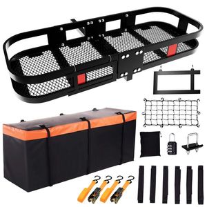Heavy Duty 500 Lbs Trailer Hitch Cargo Carrier Rack 60\" X 24\" X 6\" Folding Luggage Basket Fits 2\" Cargo Control Accessory - Product Image 1