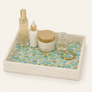 Bandeja de Lujo Hecha a Mano con Incrustaciones de Madreperla, Mosaico de Conchas, Plato Decorativo para Servir, para Mesa de Centro, Otomana, Suministros para Hoteles - Product Image 2