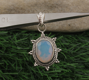 Pendentif en forme de cœur en opale et quartz, plaqué platine vintage, argent sterling 925, vente en gros, prix de gros, directement de l'usine - Product Image 4