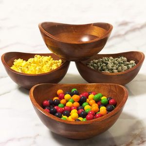 Bol à salade en bois poli fait main de qualité supérieure, bord naturel, pour servir les fruits, minimaliste, écologique, compatible four, pour la table - Product Image 5