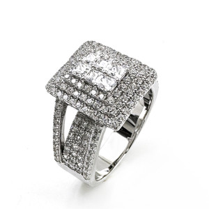RB Gems Bague de mariage éternelle tendance pour femme en or massif 14K avec diamant naturel CVD HPHT certifié IGI et moissanite taille princesse - Product Image 1
